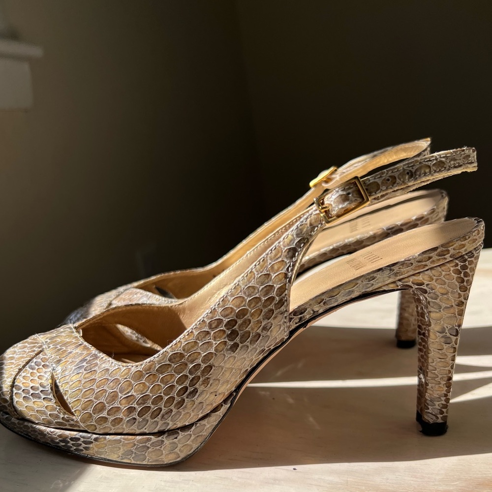 Size 8 Stuart Weitzman snakeskin heels - Picture 4 of 7